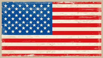 Vintage american flag with distressed texture and worn colors