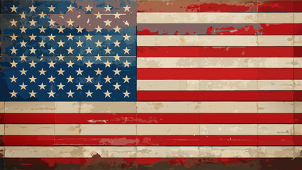 Vintage style illustration of the flag of the united states of america with a grunge texture