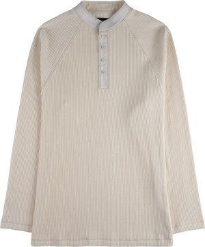 Light grey textured henley shirt isolated on transparent background