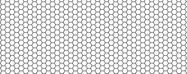 Seamless Abstract Hexagon Pattern in Black and White: A Modern Geometric Vector Design Reflecting Futuristic Technology Aesthetics.