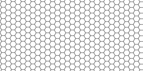 Seamless Abstract Hexagon Pattern in Black and White: A Modern Geometric Vector Design Reflecting Futuristic Technology Aesthetics.