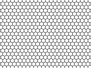 Seamless Abstract Hexagon Pattern in Black and White: A Modern Geometric Vector Design Reflecting Futuristic Technology Aesthetics.