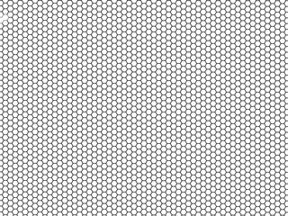 Seamless Abstract Hexagon Pattern in Black and White: A Modern Geometric Vector Design Reflecting Futuristic Technology Aesthetics.