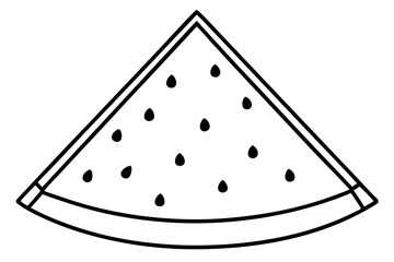 Outlined Triangle Wedge with Seeds Line Icon &ndash; Food Slice Symbol Vector