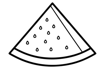 Outlined Triangle Wedge with Seeds Line Icon &ndash; Food Slice Symbol Vector