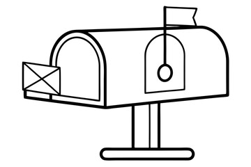 Outlined Upright Mailbox with Flag Icon &ndash; Mail, Post & Communication Symbol