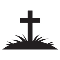Cemetery Tombstone Cross Ground Symbol Religion Belief Grave Sadness Death Mourning Burial Vector Illustration Gravestone Grave Yard Memory Peace Christian Praying Symbol Vector Art