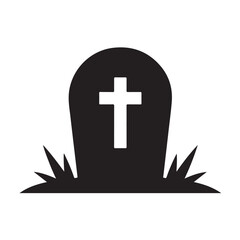 Gravestones vector illustration for halloween with tomb on grave featuring holiday tombstone with gravestone for memorial day and grass around cross