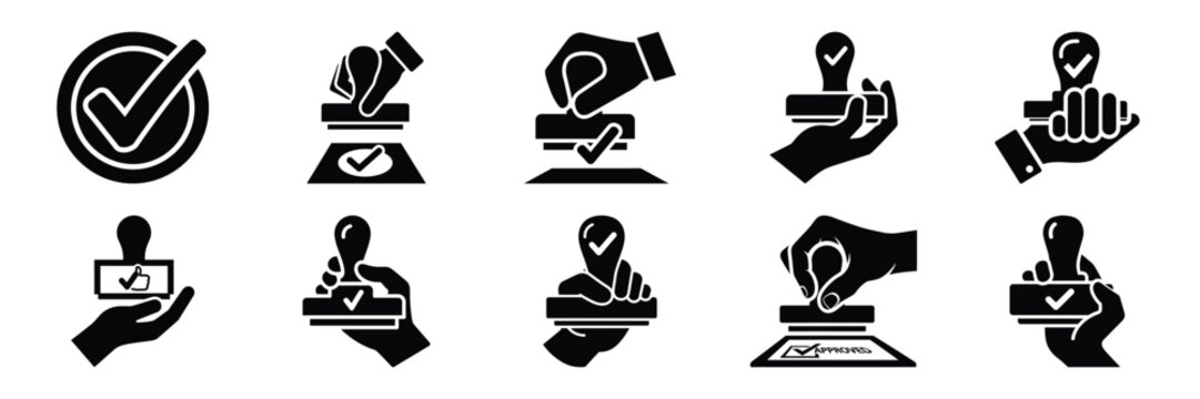 stamp approval silhouette icon set,Transport symbol. Vector illustration.