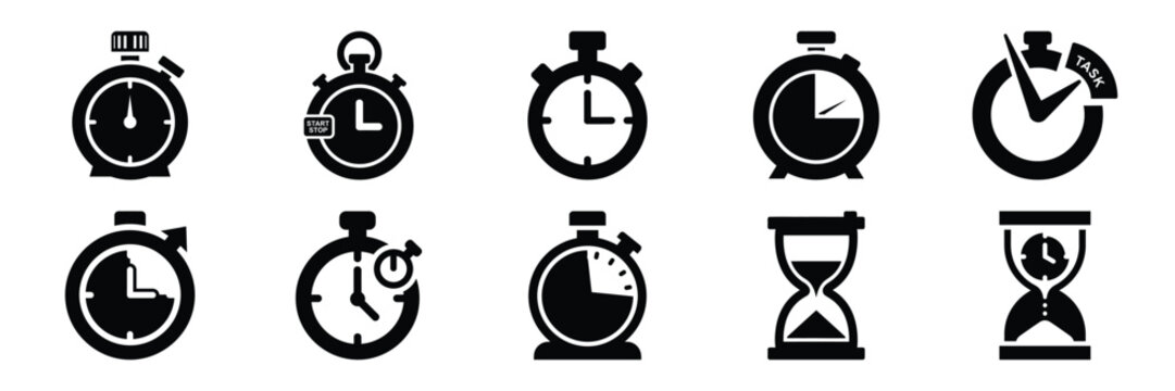 task timer silhouette icon set,Transport symbol. Vector illustration.