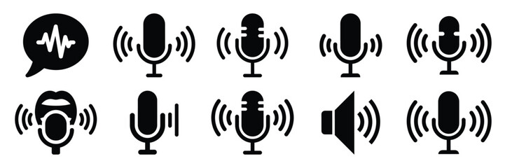 voice command silhouette icon set,Transport symbol. Vector illustration.
