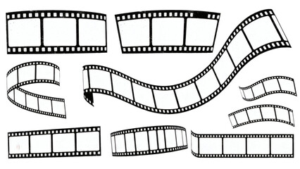 Fototapeta premium Film strips on black background for cinematic designs