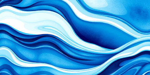 Abstract mesmerizing depiction of flowing liquid dynamics in shades of azure, cerulean, and sapphire, with a sense of depth and movement.