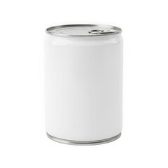 White aluminum soda can with silver lid isolated on transparent background