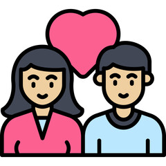 Couple in Love Icon in Filled Line Style