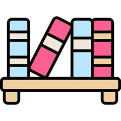 Bookshelf with Books icon in FIlled Line Style