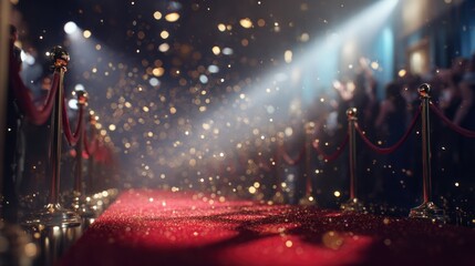 Red carpet event with festive lights