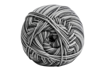 Ball of grey variegated yarn for knitting and crochet crafts isolated on a transparent background