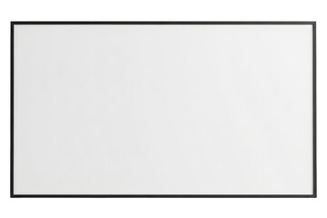 Blank white projection screen with black frame for presentation isolated on a transparent background