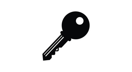 A simple black key design presented on a white background visually striking silhouette © Kuntol02