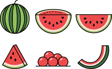 Watermelon Vector on Transparent Background with Summer and Healthy Fruit Concept