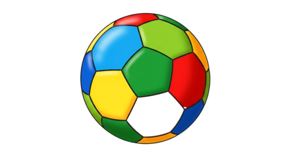 A colorful soccer ball on transparent background