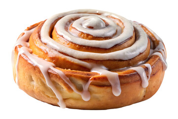 Fototapeta premium Delicious Cinnamon Roll with Icing on a Transparent Background