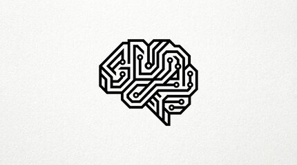 Neural Network and Machine Learning Concept Icon in Black and White