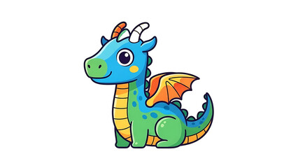 Obraz premium A colorful cartoon dragon sitting on a transparent background with a happy expression