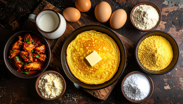 Aruba pan bati cornmeal flatbread overhead menu layout