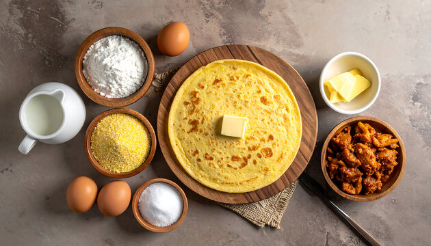 Aruba pan bati cornmeal flatbread overhead menu layout