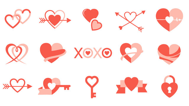 Collection of Red Heart Icons and Symbols.