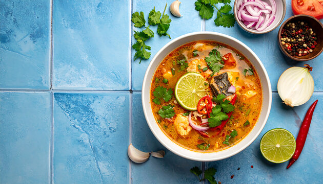 Aruba sopi mondongo soup overhead flat lay ingredients