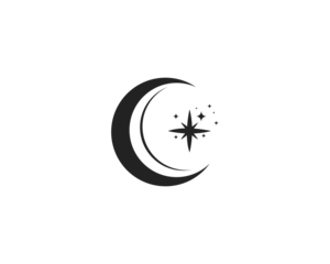 moon logo, simple and elegant design, flat geometric style, black and white, crescent moon icon, minimalist and modern, high detail scalable vector, professional branding and digital