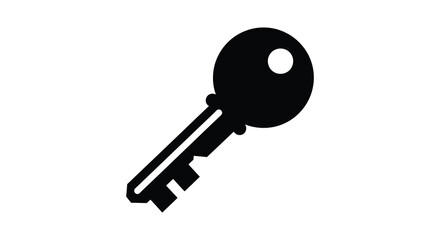 A simple depiction of a classic key presented in a striking black and white silhouette © Kuntol02