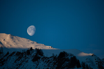 Pizzo Cavallo Mountain Under the Moon, Valle Brembana, Italy