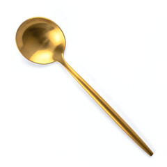 Modern Matte Gold Round Soup Spoon - Minimalist Stainless Steel Dessert & Dinner Spoon