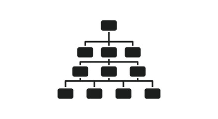 a black silhouette of a pyramid shaped hierarchy chart with multiple levels and rectangular blocks silhouette