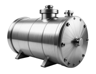 Oval aluminum fuel tank featuring welded seams and integrated mounting flanges.