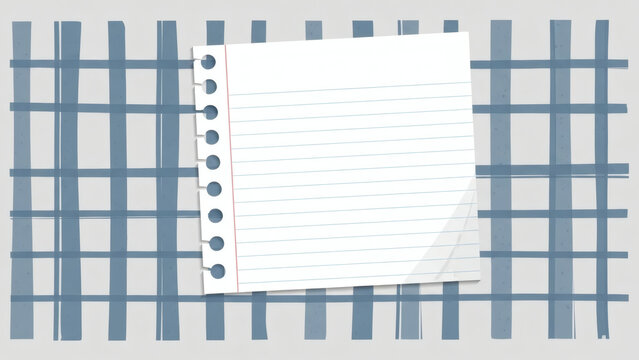 A blank sheet of lined paper on a blue plaid background - Powered by Adobe