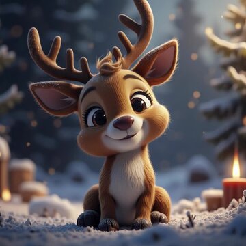 navida, carib&uacute;, ciervo, animal, de invierno, dibujos animados, nieve, vacaciones, ilustraci&oacute;n, vector, pap&aacute; noel, cardar, rodolfo, cuca, &aacute;rbol, celebraciones, ciclos, alegre, diciembre, hocico, a&ntilde;o, g