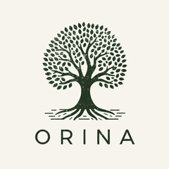 Fototapeta premium Vector tree icon with leaves and branches simple nature illustration