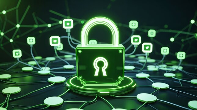 SSL Certificate Security with Digital Padlock and Encrypted Network Connections
