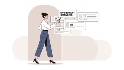 Woman planning appointments and reminders on a digital calendar