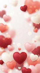 Colorful hearts on a soft background for romantic themes  