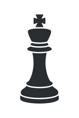 A minimalist black and white depiction showcases a chess king piece symbolizing strategy power and the complexities of the game itself