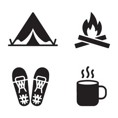 Winter camping bonfire silhouette for cold night adventure