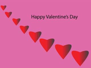 Romantic Valentine&rsquo;s Day greeting card design with a trail of red hearts.