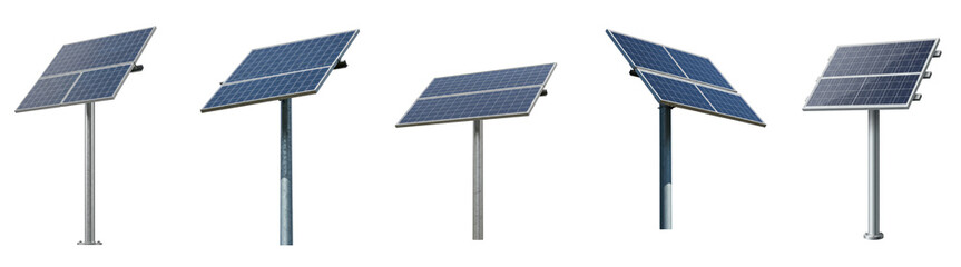 Solar Panel Poles Set Transparent Background  
