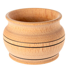 Handcrafted Natural Wood Jar - Decorative Small Wooden Pot with Minimalist Black Stripe Detail